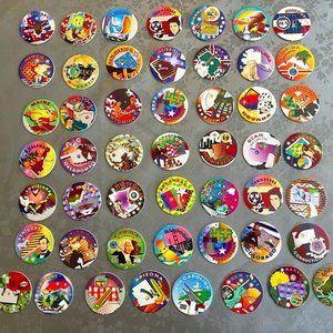 Vintage 1990's POGS of the United States-50 Pogs, Some Reflective, 49 states EUC